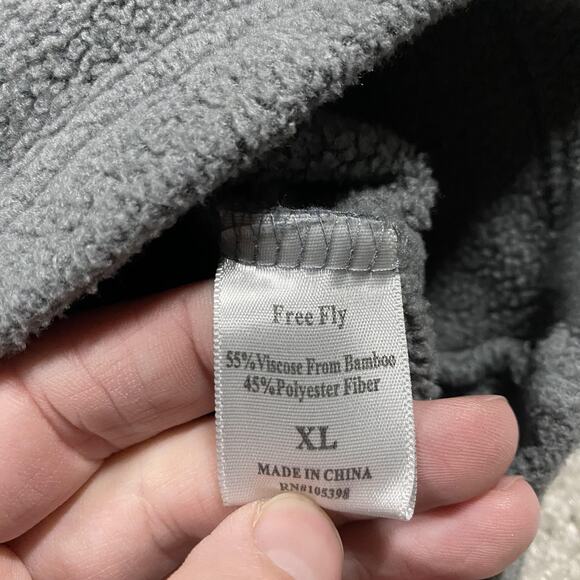Free Fly Fleece Pullover Mens XL Gray Bamboo Quarter Snap Sweatshirt Performance - Picture 4 of 8